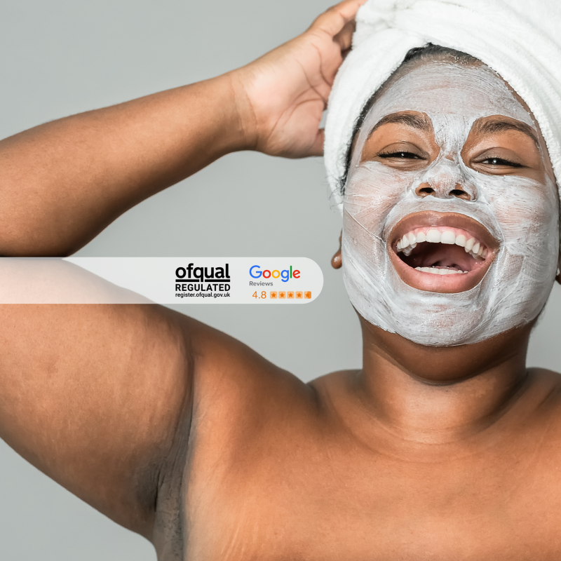 woman of colour wearing a skincare face mask