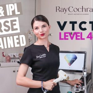 level 4 laser hair removal course introduction video thumbnail. tutor eleonora androva in front of laser machine