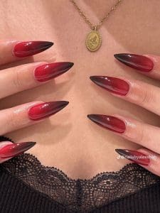 gothic red ombre nails