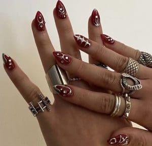 red gothic nails glam